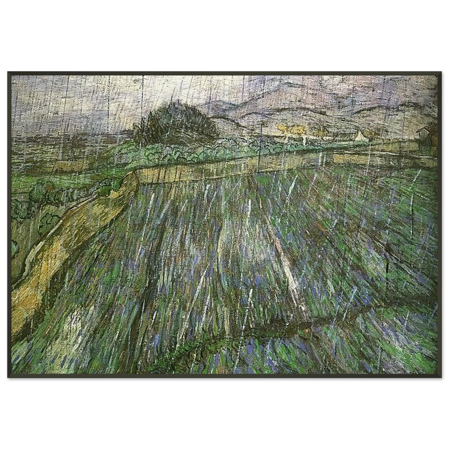 Vincent van Gogh  Wheat Field in Rain Framed Art Print  - Aluminum Frame - 21x29.7 cm / 8x12"
