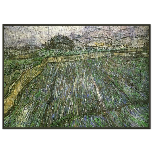 Vincent van Gogh  Wheat Field in Rain Framed Art Print  - Aluminum Frame - 21x29.7 cm / 8x12"