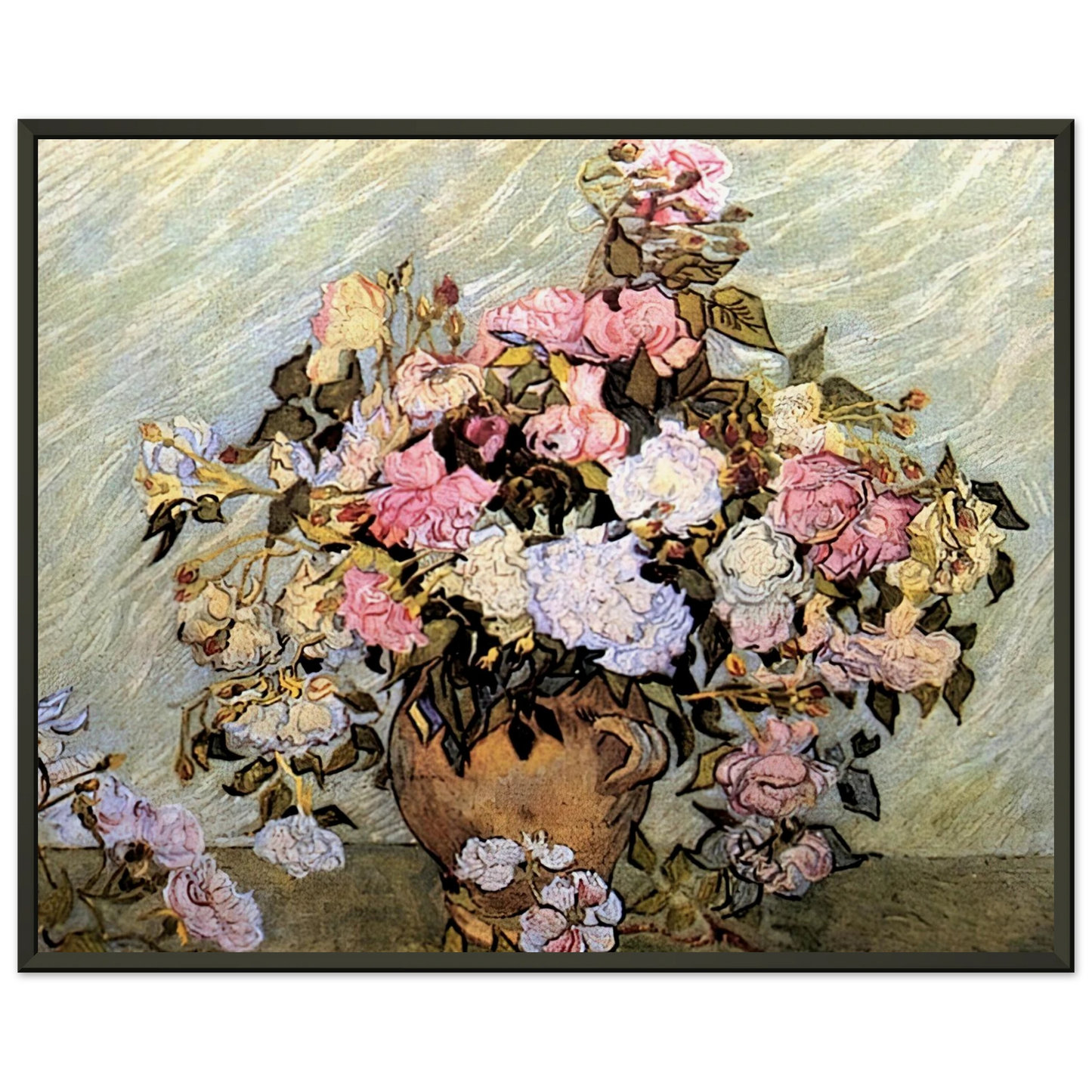 Vincent van Gogh  Still Life Vase with Roses Framed Art Print  - Aluminum Frame - 40x50 cm / 16x20 inches