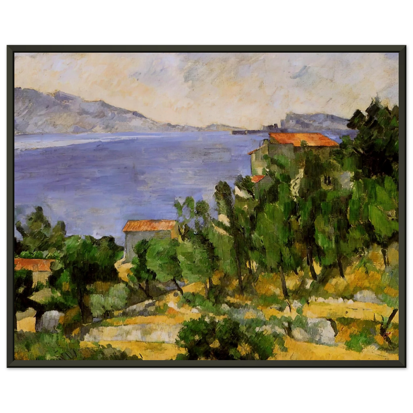 Paul Cezanne  The Bay of LEstaque from the East Framed Art Print  - Aluminum Frame - 40x50 cm / 16x20 inches