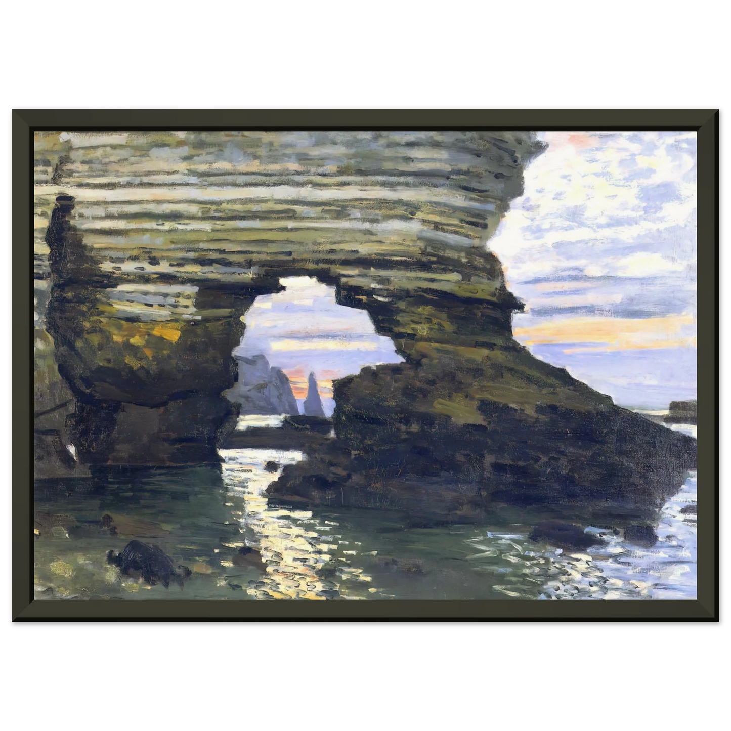 claude monet  Port d Amount Etretat Framed Art Print  - Aluminum Frame - 40x50 cm / 16x20 inches