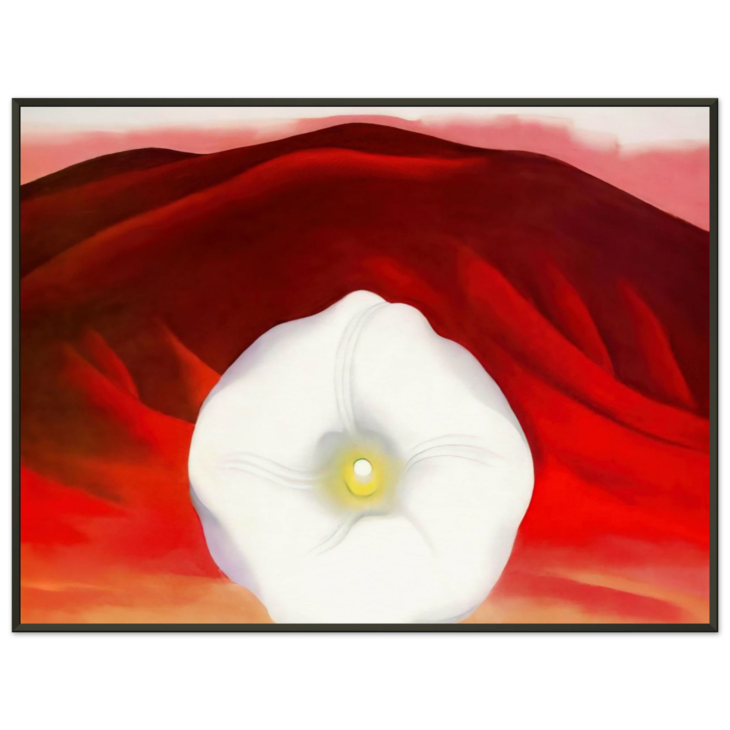 Georgia OKeeffe  Red hills and white flower Framed Art Print  - Aluminum Frame - 60x80 cm / 24x32 inches