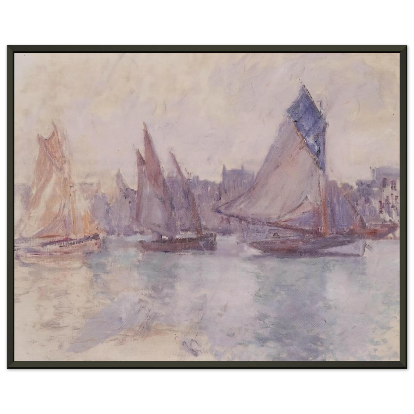 claude monet  Boats in the Port of Le Havre Framed Art Print  - Aluminum Frame - 60x80 cm / 24x32 inches