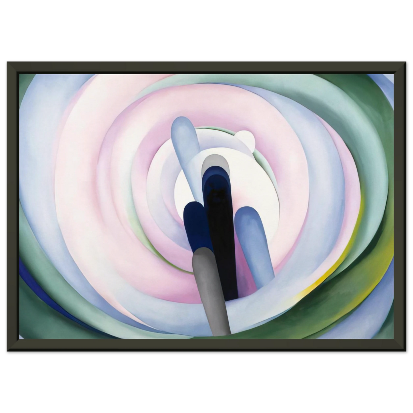 Georgia OKeeffe  Grey Blue and Black Pink Circle Framed Art Print  - Aluminum Frame - 40x50 cm / 16x20 inches