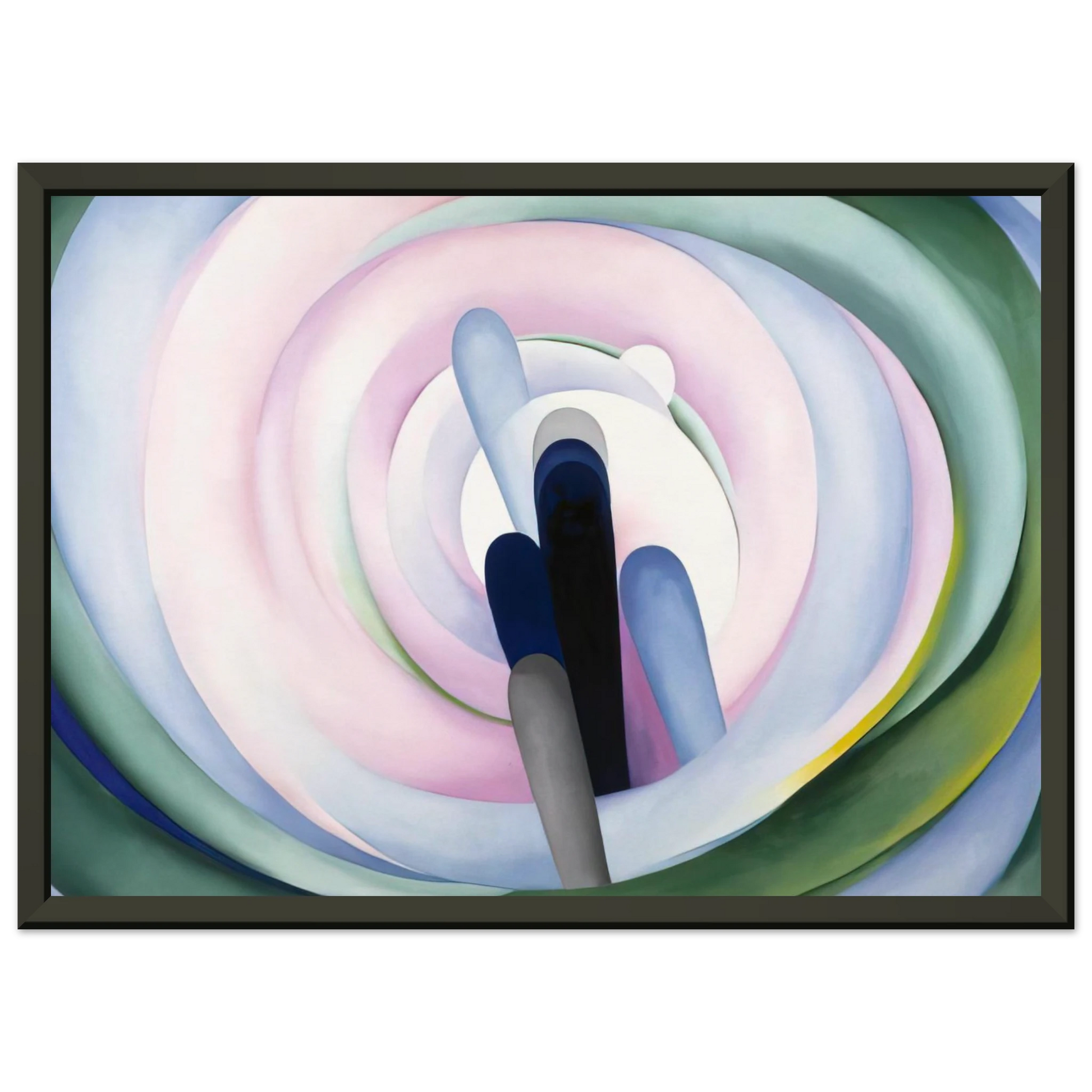 Georgia OKeeffe  Grey Blue and Black Pink Circle Framed Art Print  - Aluminum Frame - 40x50 cm / 16x20 inches