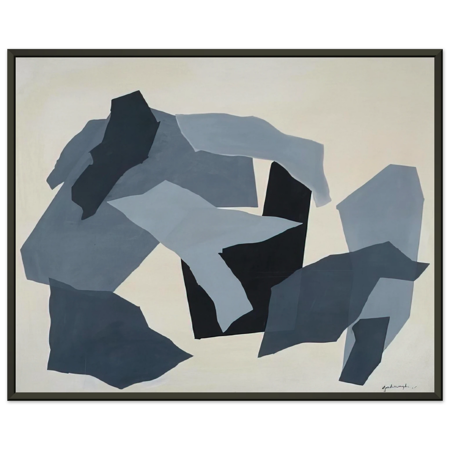 Robert Goodnough  Grey Forms  1965 Framed Art Print  - Aluminum Frame - 40x50 cm / 16x20 inches