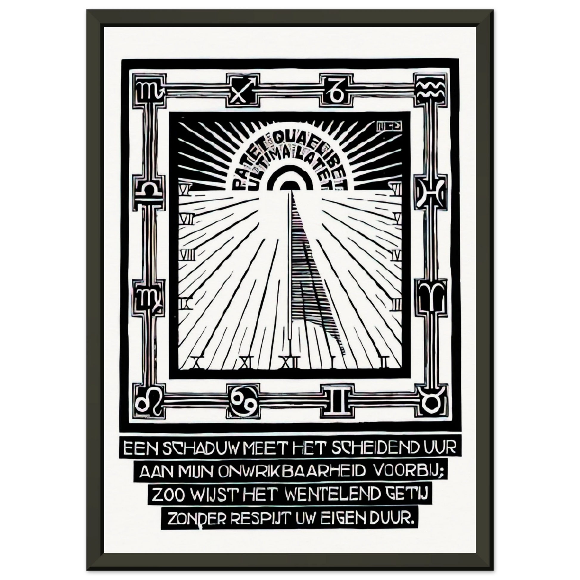 MC Escher  SUNDIAL XXIV EMBLEMATA REJECTED PLATE 1931 Framed Art Print  - Aluminum Frame - 70x100 cm / 28x40 inches