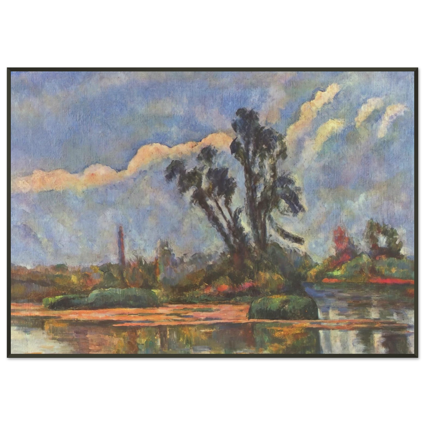 Paul Cezanne  Bank of the Oise Framed Art Print  - Aluminum Frame - 21x29.7 cm / 8x12"