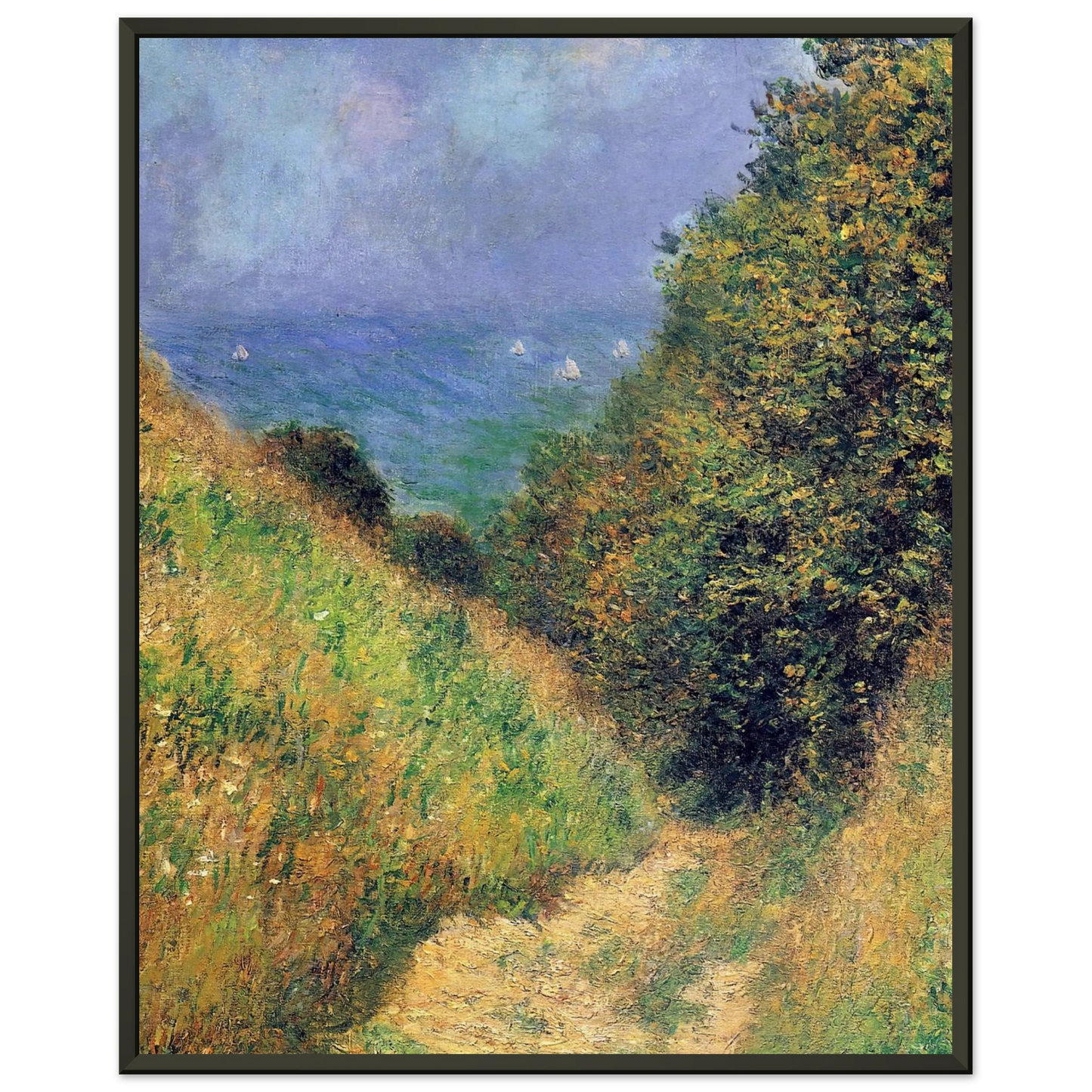claude monet  Path at Pourville 02 Framed Art Print  - Aluminum Frame - 40x50 cm / 16x20 inches