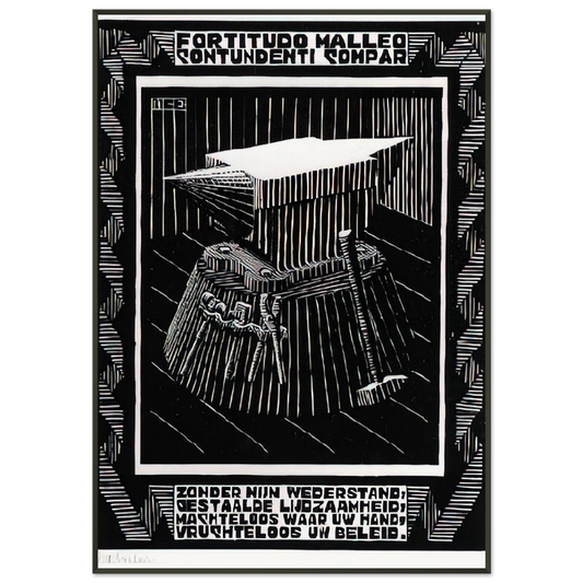 MC Escher  EMBLEMATA ANVIL Framed Art Print  - Aluminum Frame - 21x29.7 cm / 8x12"