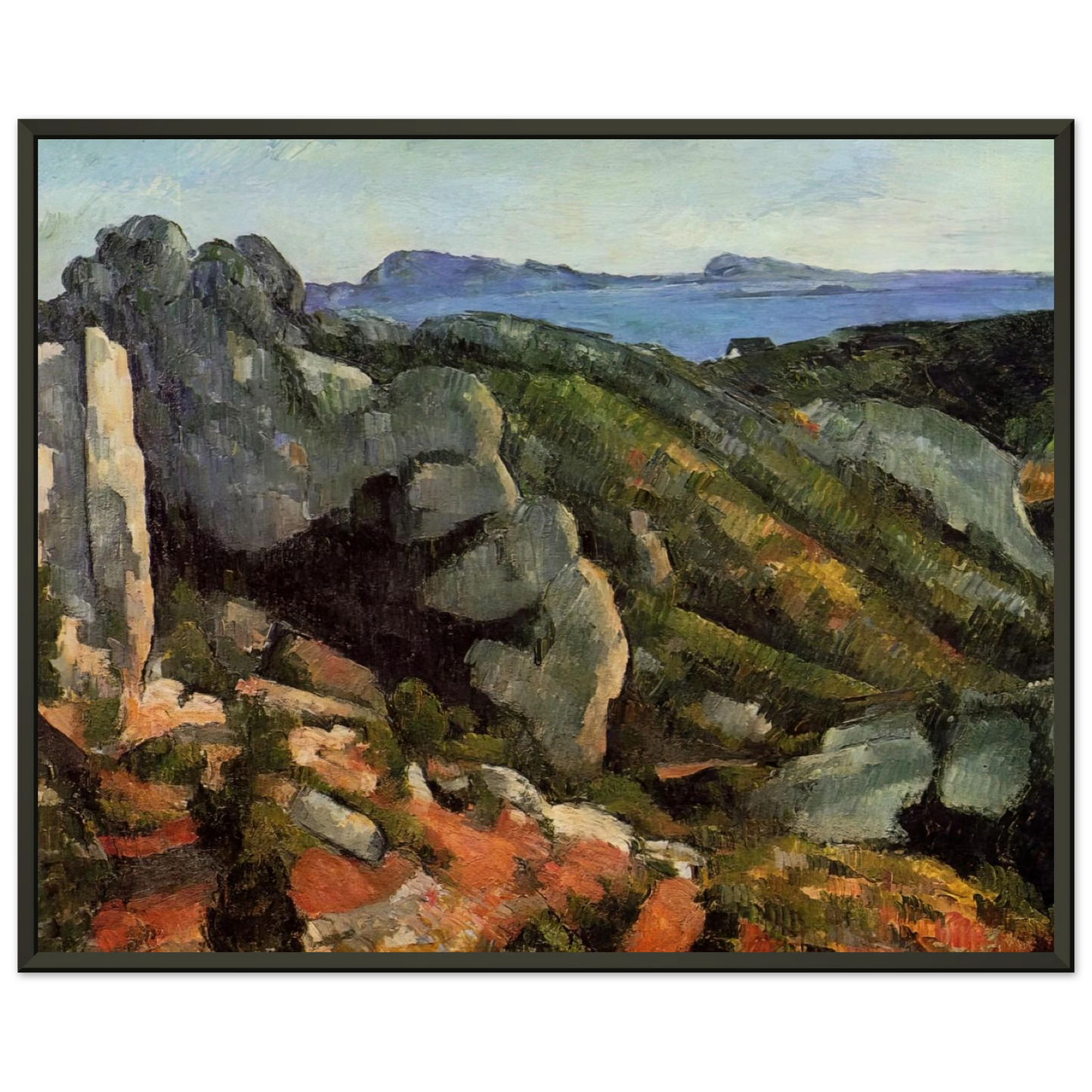 Paul Cezanne  Rocks at LEstaque Framed Art Print  - Aluminum Frame - 60x80 cm / 24x32 inches