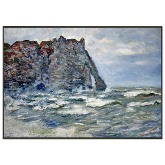 claude monet  Port dAval Rough Sea Framed Art Print  - Aluminum Frame - 21x29.7 cm / 8x12"