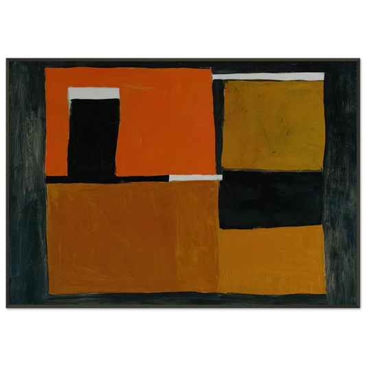 William Scott  Orange Black and White Composition  1953 Framed Art Print  - Aluminum Frame - 21x29.7 cm / 8x12"