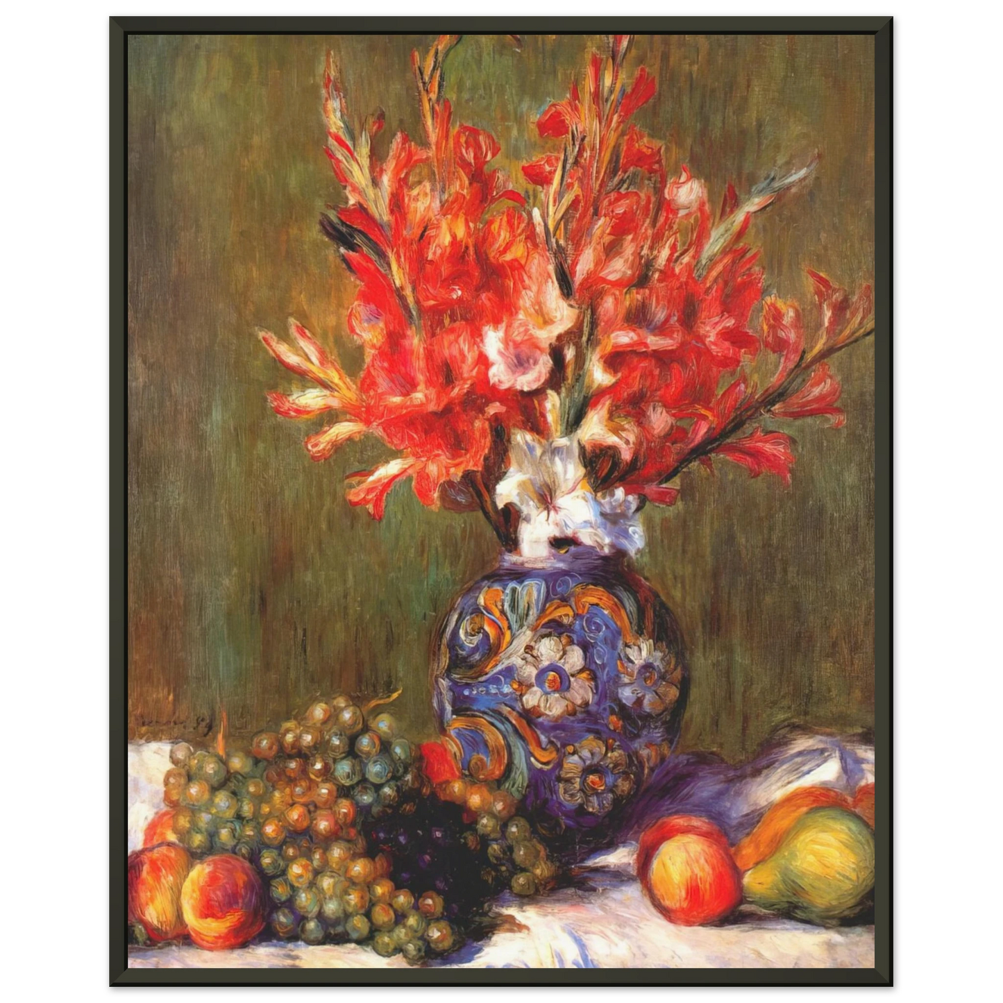 PierreAuguste Renoir  Still Life Flowers and Fruit Framed Art Print  - Aluminum Frame - 40x50 cm / 16x20 inches