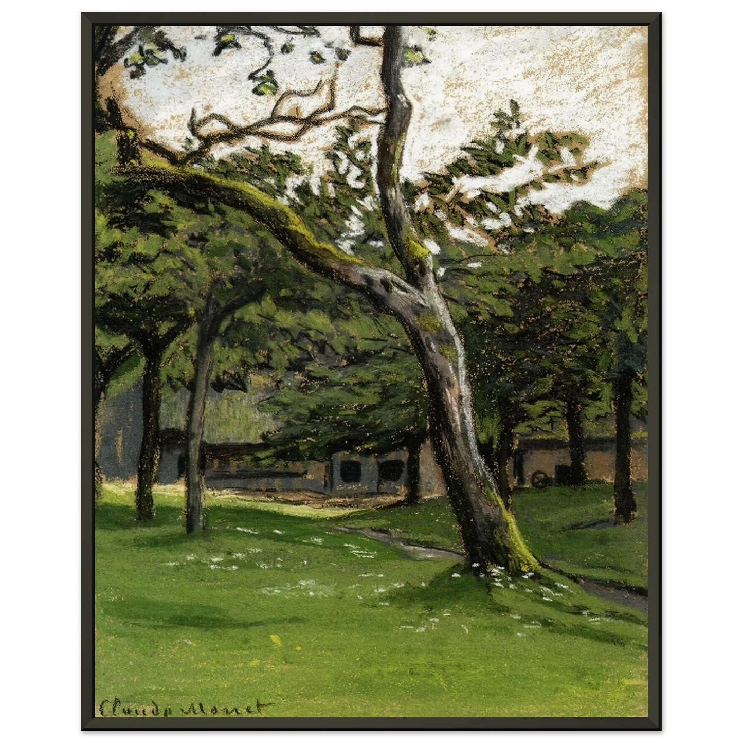 claude monet  Norman Farm through the Trees Framed Art Print  - Aluminum Frame - 70x100 cm / 28x40 inches