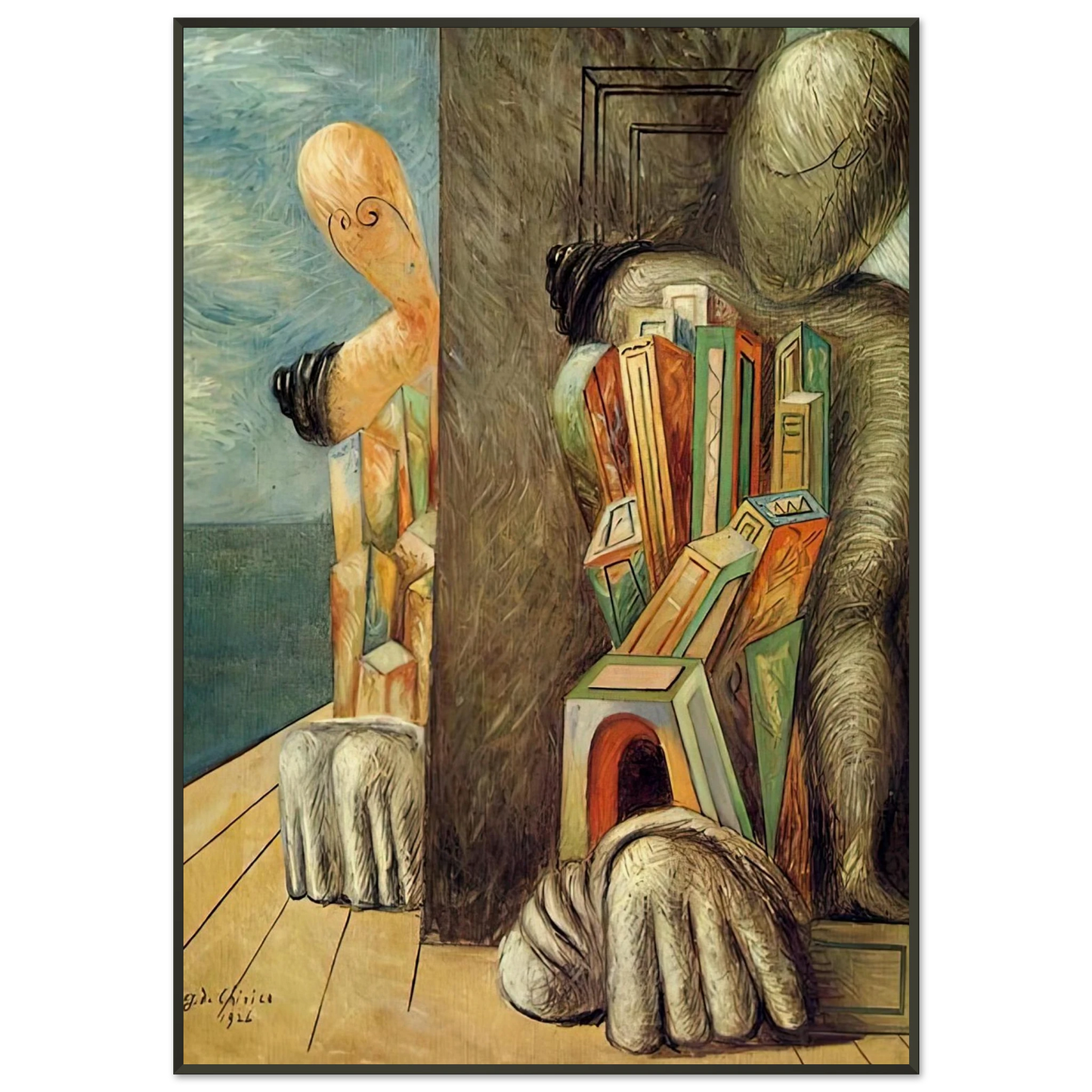 Giorgio de Chirico  ARCHAEOLOGISTS 1926 Framed Art Print  - Aluminum Frame - 21x29.7 cm / 8x12"