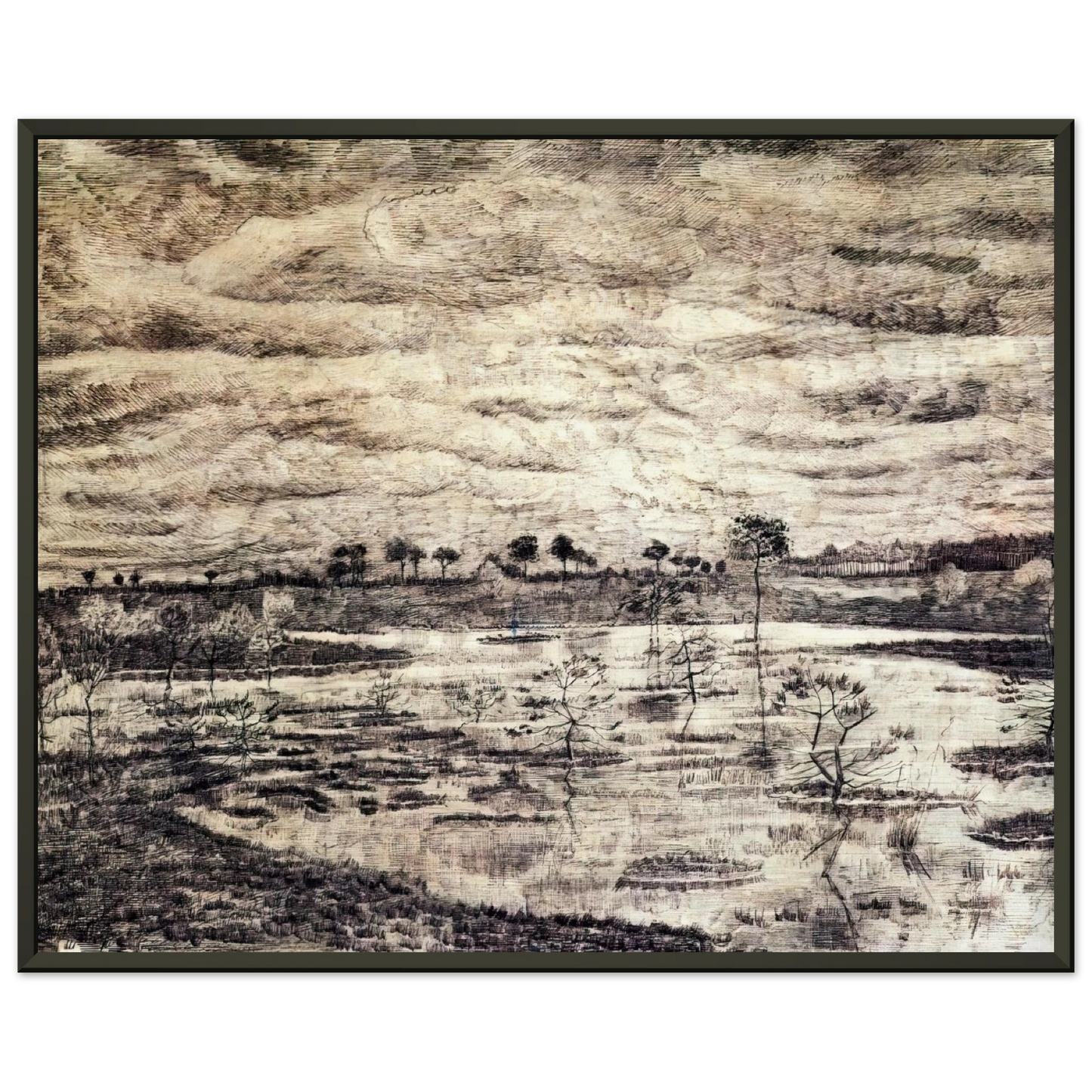 Vincent van Gogh  A Marsh Framed Art Print  - Aluminum Frame - 60x80 cm / 24x32 inches