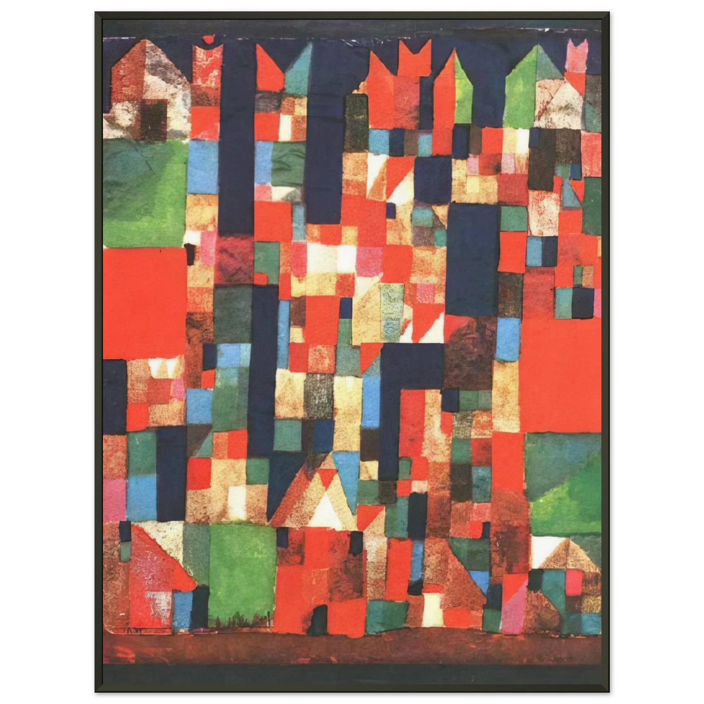 Paul Klee  CITY PICTURE WITH RED AND GREEN ACCENTS 1921 Framed Art Print  - Aluminum Frame - 40x50 cm / 16x20 inches