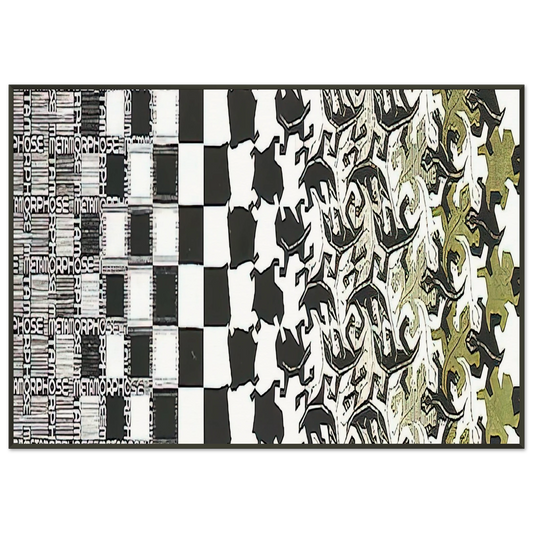 MC Escher  METAMORPHOSIS II EXCERPT 2 Framed Art Print  - Aluminum Frame - 21x29.7 cm / 8x12"
