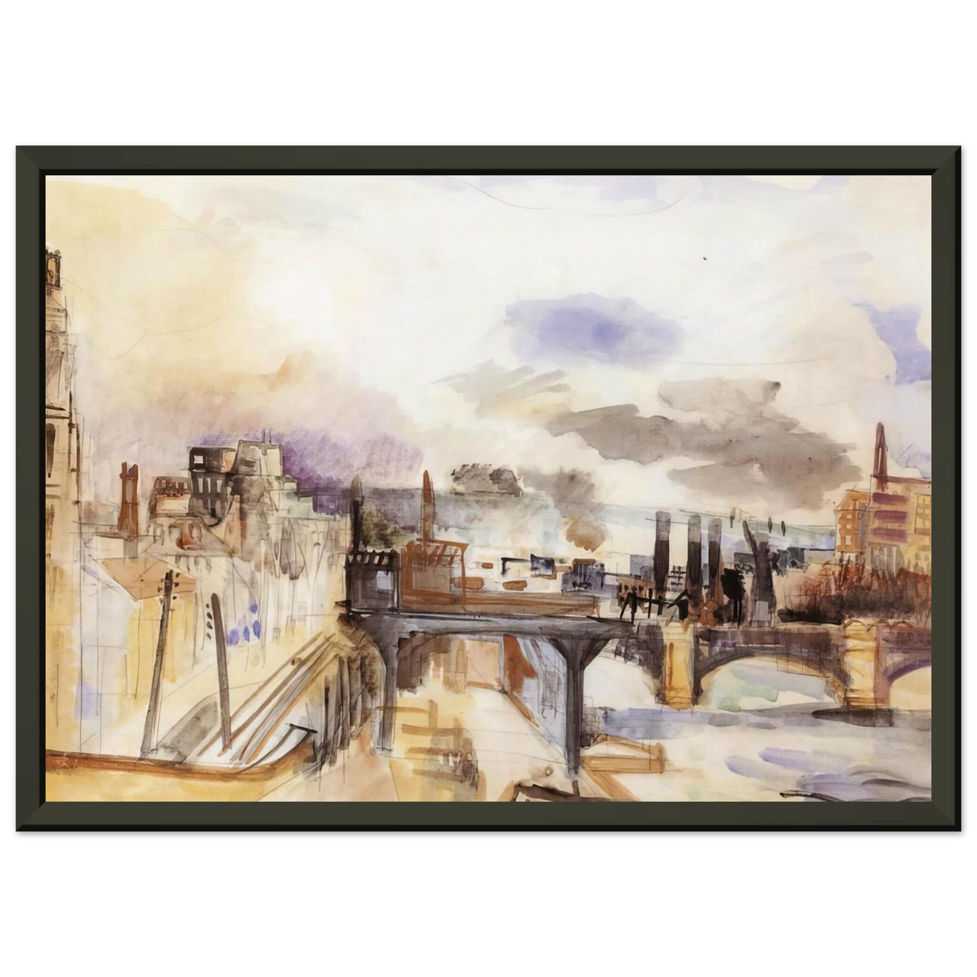 Raoul Dufy  PARISIAN BRIDGE 1922 Framed Art Print  - Aluminum Frame - 40x50 cm / 16x20 inches