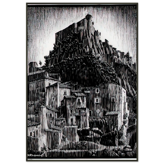 MC Escher  CERRO AL VOLTURNO ABRUZZI JANUARY 1930 1930 Framed Art Print  - Aluminum Frame - 21x29.7 cm / 8x12"