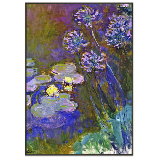 claude monet  Water Lilies and Agapanthus Framed Art Print  - Aluminum Frame - 21x29.7 cm / 8x12"