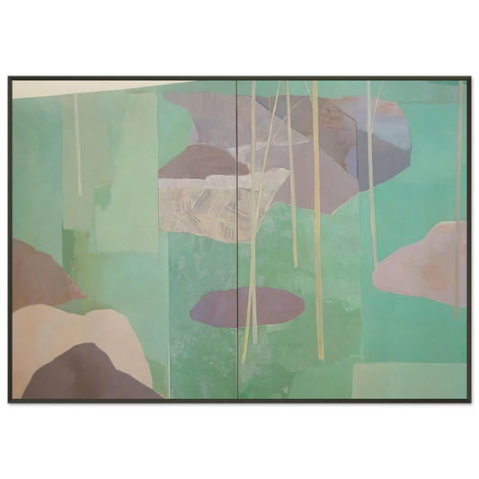 Kenzo Okada  Young Bamboo Diptych  Abstract Expressionism Framed Art Print  - Aluminum Frame - 21x29.7 cm / 8x12"