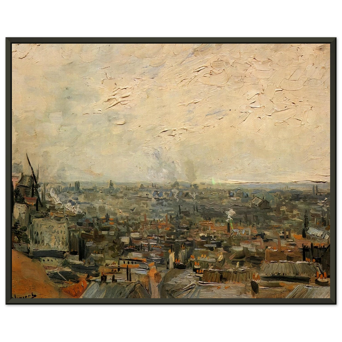 Vincent van Gogh  View of Paris from Montmartre Framed Art Print  - Aluminum Frame - 70x100 cm / 28x40 inches