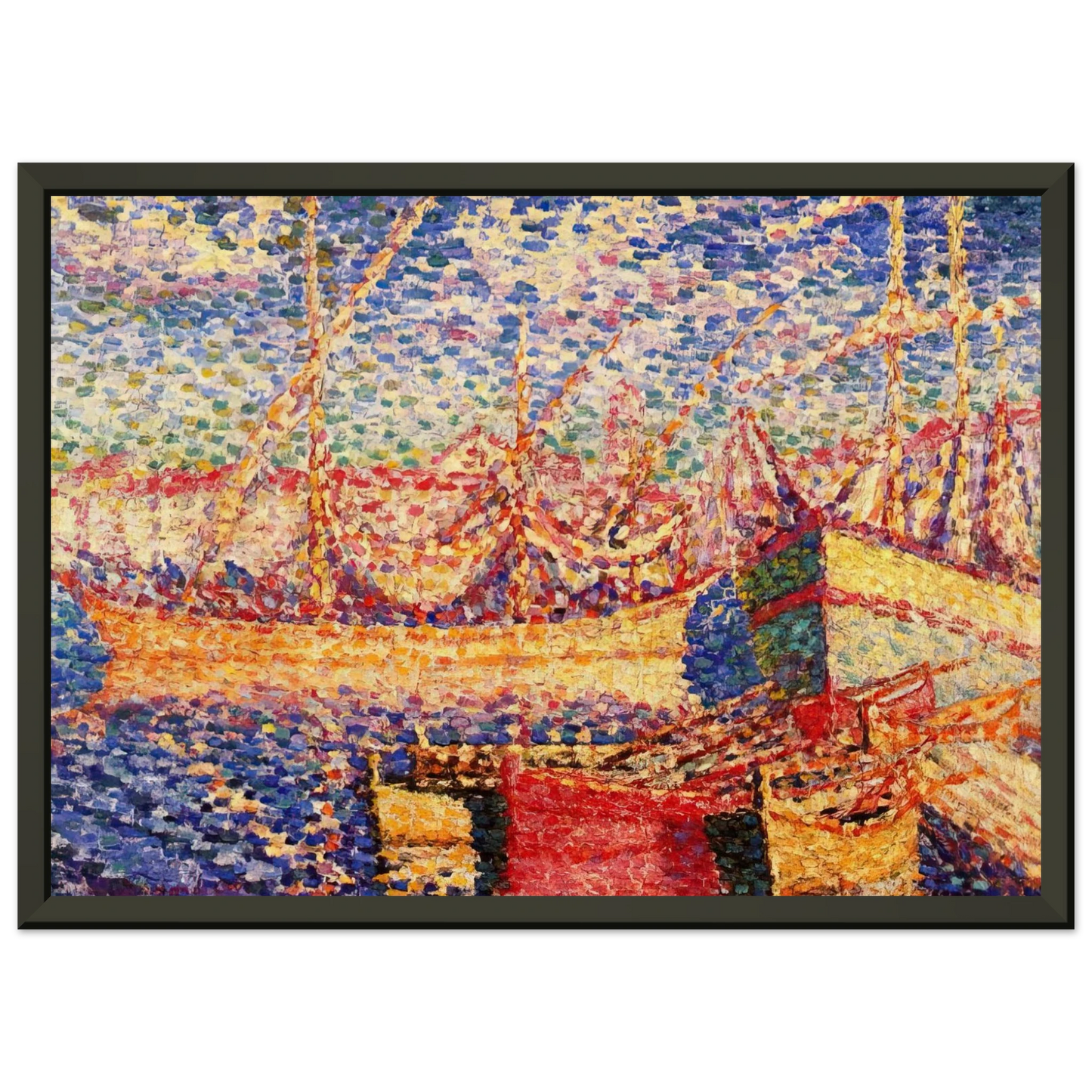 HenriEdmond Cross  Boats in the Port of St Tropez Framed Art Print  - Aluminum Frame - 60x80 cm / 24x32 inches