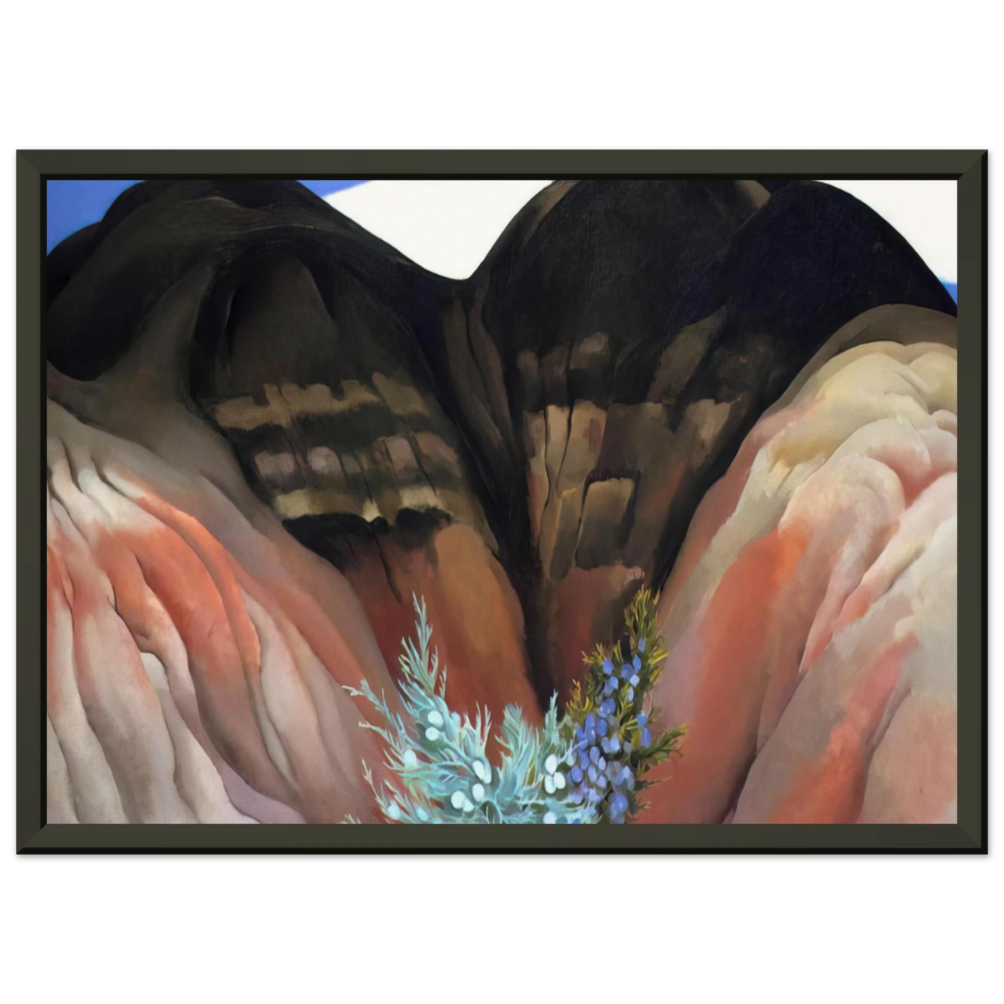 Georgia OKeeffe  Black Hills with Cedar Framed Art Print  - Aluminum Frame - 70x100 cm / 28x40 inches