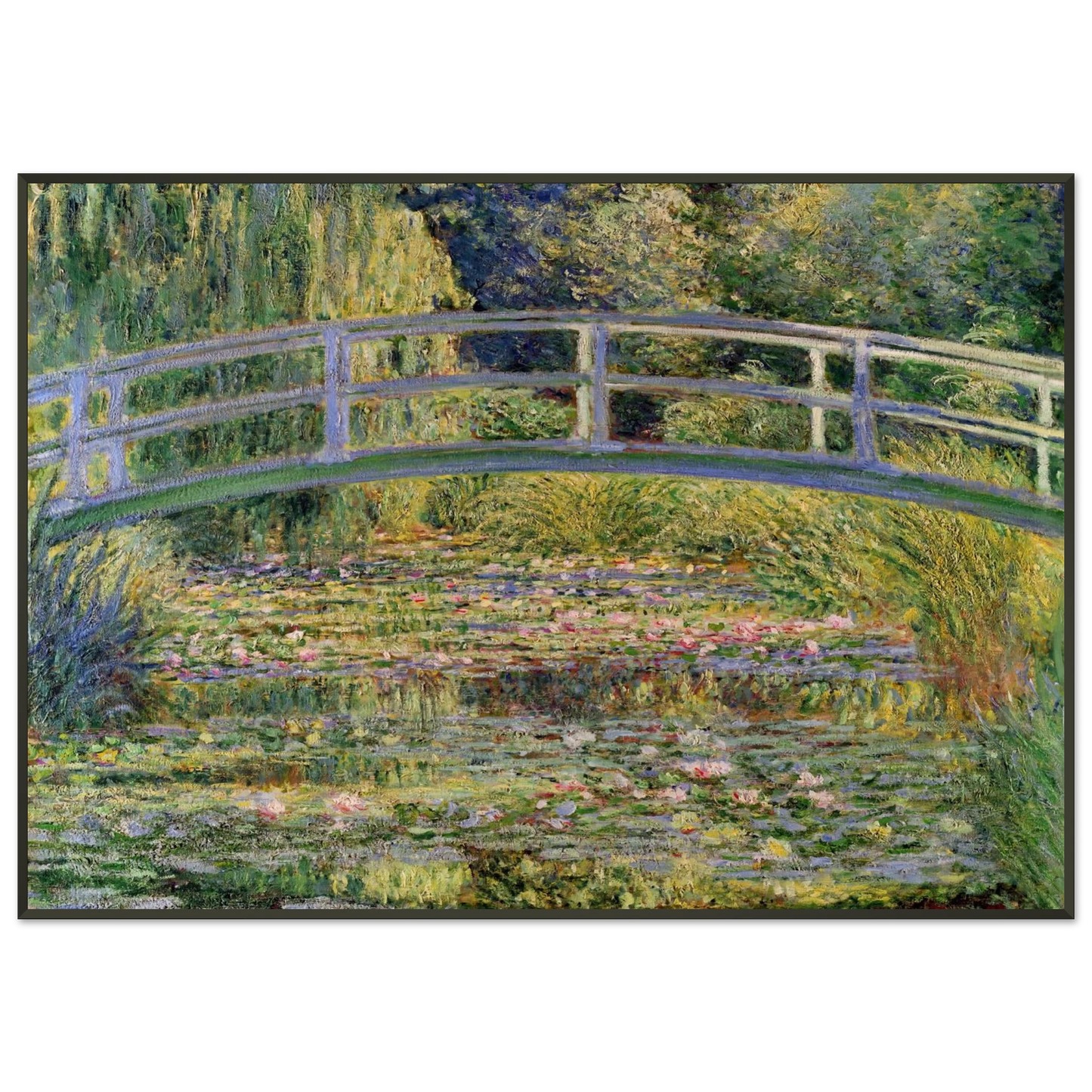 claude monet  The Japanese Bridge The WaterLily Pond Framed Art Print  - Aluminum Frame - 21x29.7 cm / 8x12"