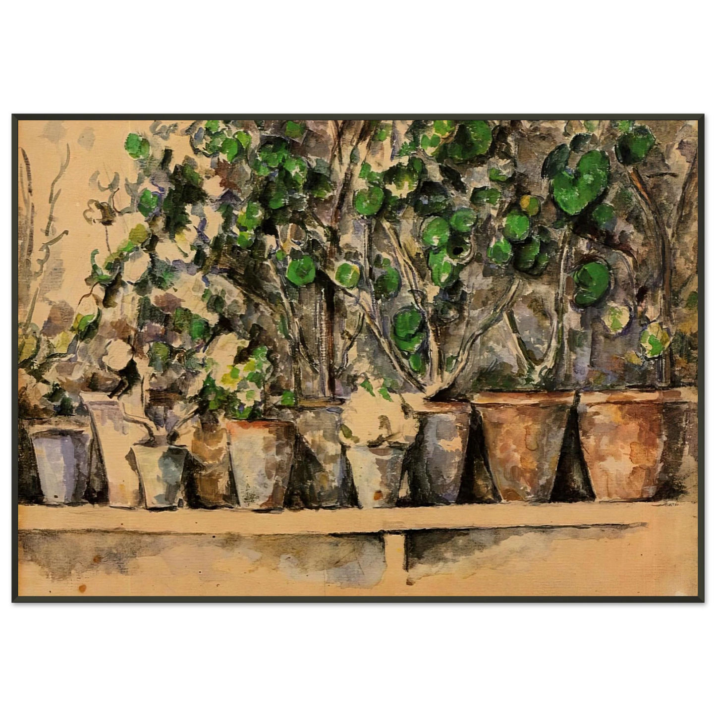 Paul Cezanne  Flower Pots Framed Art Print  - Aluminum Frame - 21x29.7 cm / 8x12"