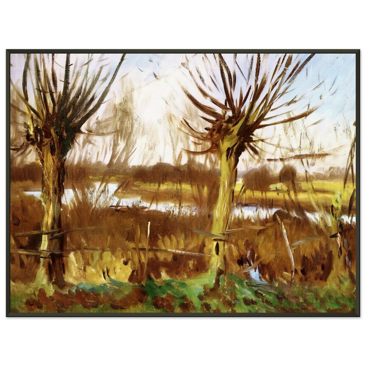 John Singer Sargent  Landscape with trees CalcotontheThames Framed Art Print  - Aluminum Frame - 40x50 cm / 16x20 inches