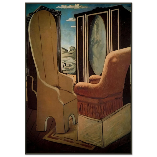 Giorgio de Chirico  FURNITURE IN THE VALLEY Framed Art Print  - Aluminum Frame - 21x29.7 cm / 8x12"