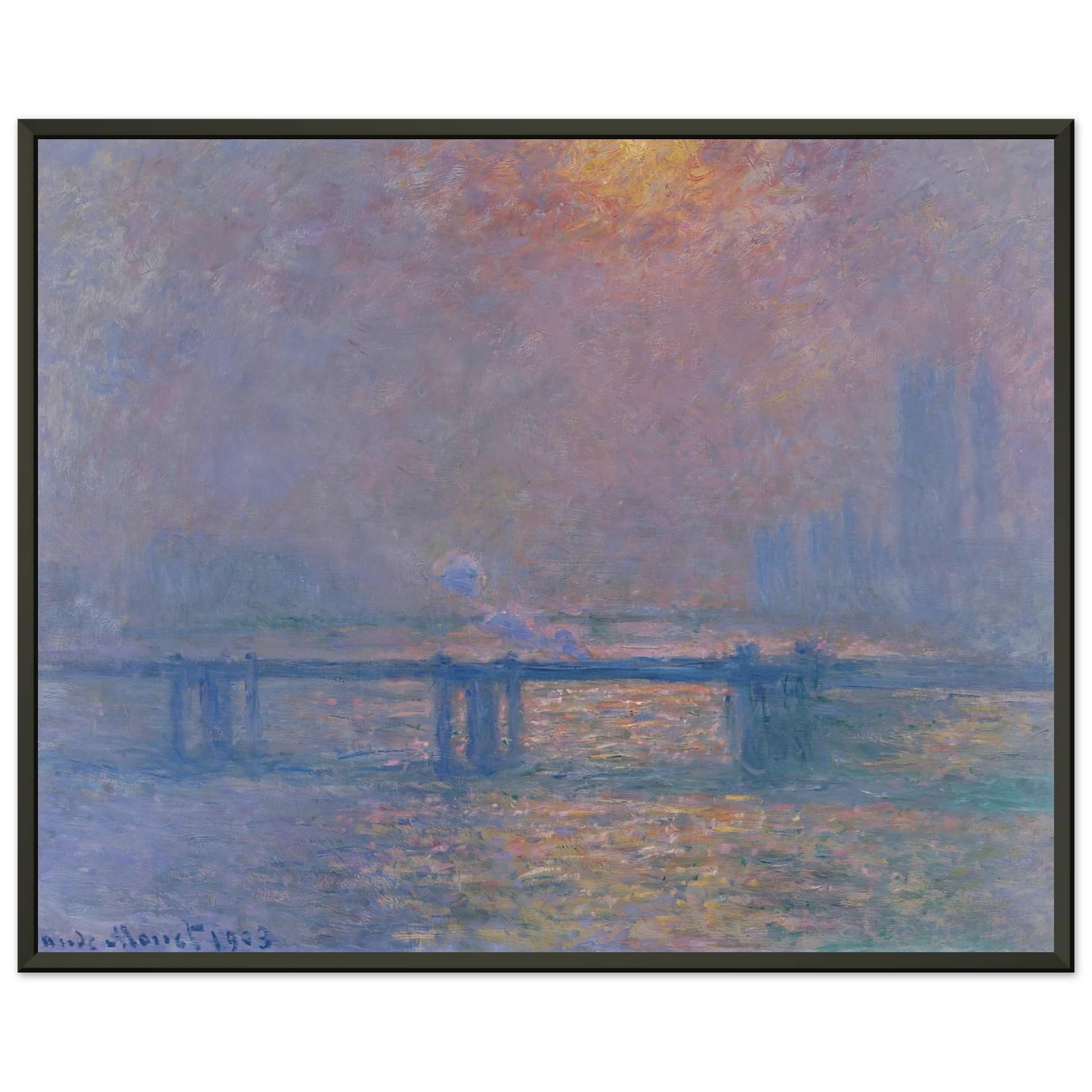 claude monet  Charing Cross Bridge The Thames Framed Art Print  - Aluminum Frame - 70x100 cm / 28x40 inches