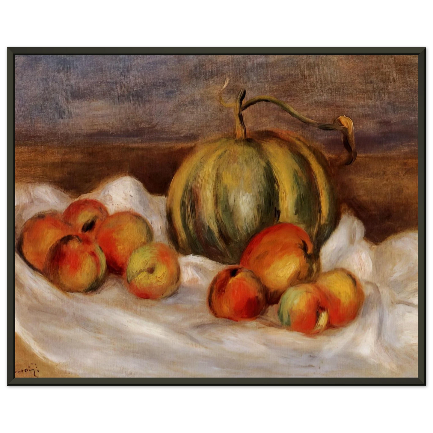 PierreAuguste Renoir  Still Life with Cantalope and Peaches Framed Art Print  - Aluminum Frame - 40x50 cm / 16x20 inches
