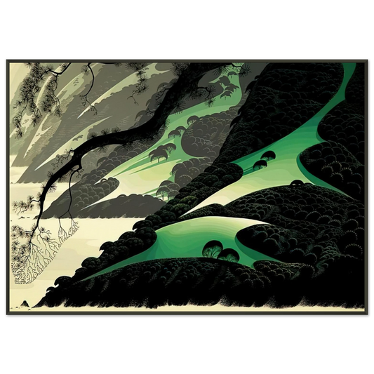 Eyvind Earle  Green Big Sur Framed Art Print  - Aluminum Frame - 21x29.7 cm / 8x12"