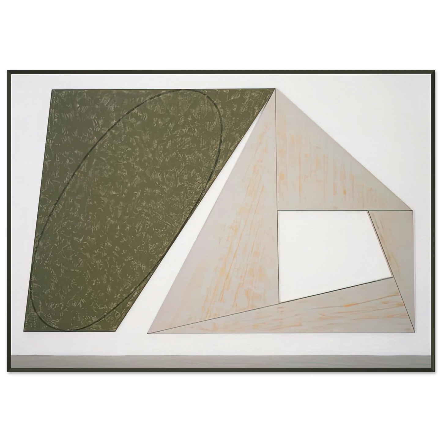 Robert Mangold  GREEN TILTED ELLIPSE GRAY FRAME 1989 Framed Art Print  - Aluminum Frame - 21x29.7 cm / 8x12"