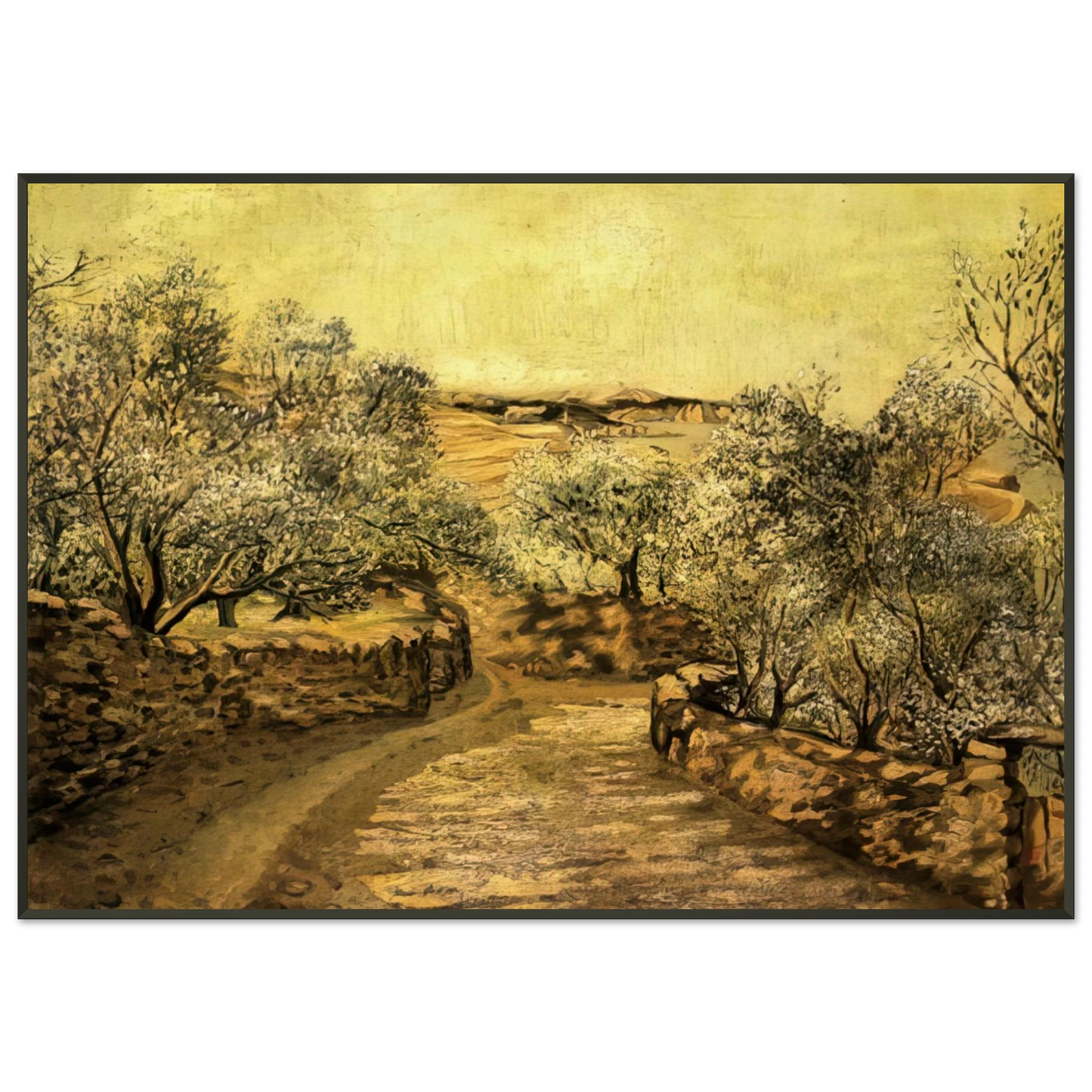 Salvador Dali  THE LANE TO PORT LLIGAT WITH VIEW OF CAP CREUS Framed Art Print  - Aluminum Frame - 21x29.7 cm / 8x12"