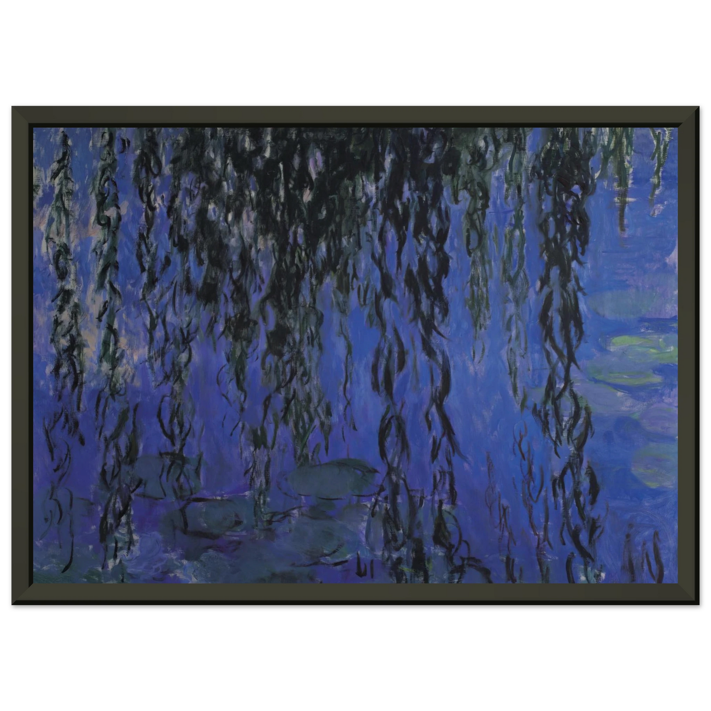 claude monet  Water Lilies and Weeping Willow Branches Framed Art Print  - Aluminum Frame - 70x100 cm / 28x40 inches
