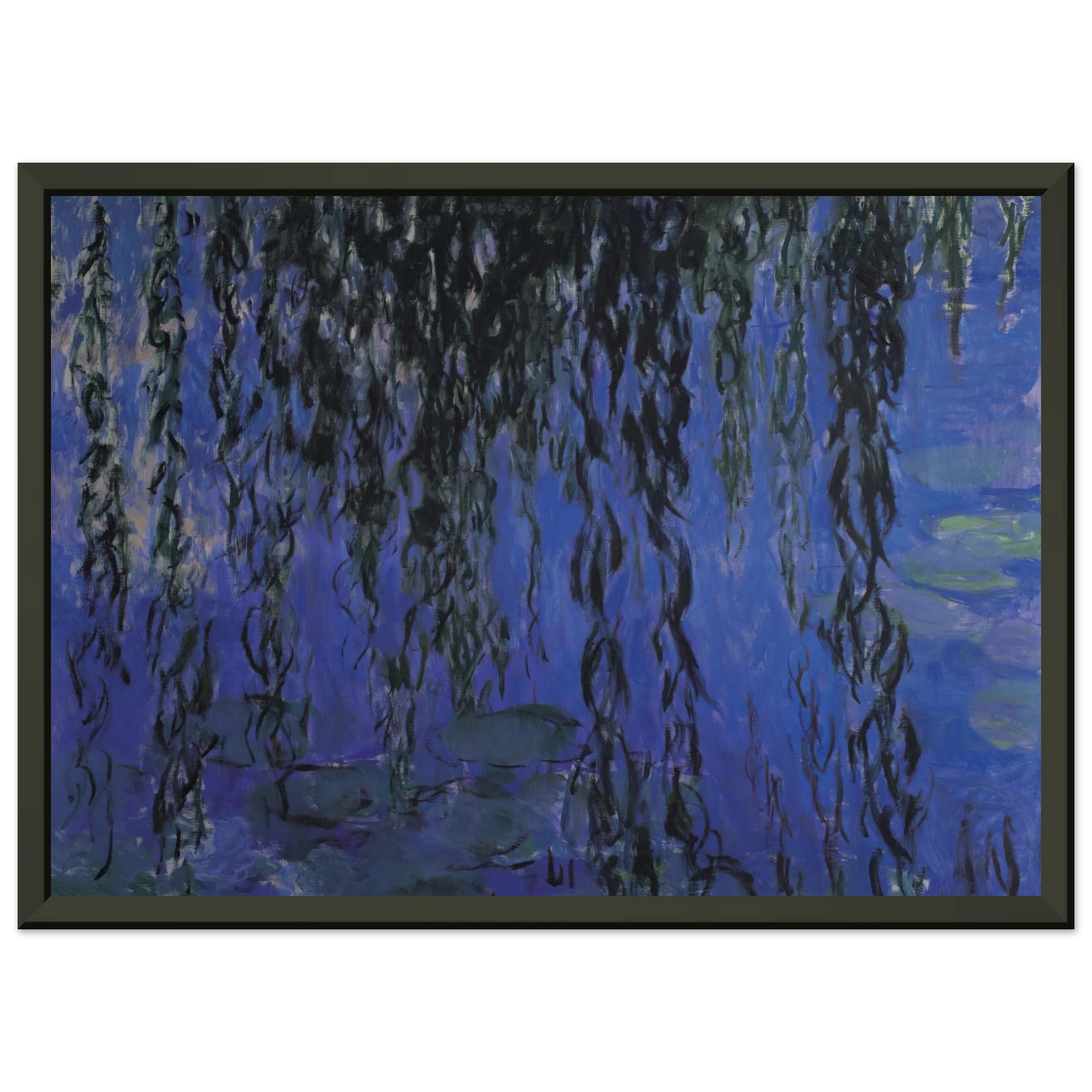 claude monet  Water Lilies and Weeping Willow Branches Framed Art Print  - Aluminum Frame - 70x100 cm / 28x40 inches
