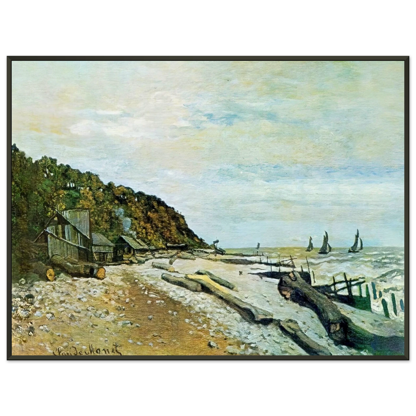 claude monet  Boatyard near Honfleur Framed Art Print  - Aluminum Frame - 40x50 cm / 16x20 inches