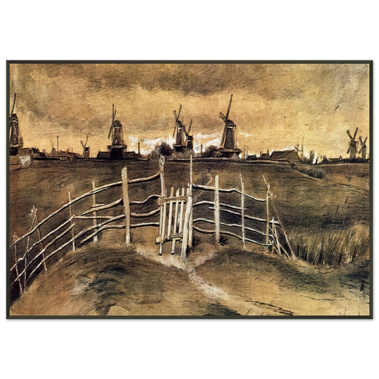 Vincent van Gogh  Windmils at Dordrecht Framed Art Print  - Aluminum Frame - 21x29.7 cm / 8x12"
