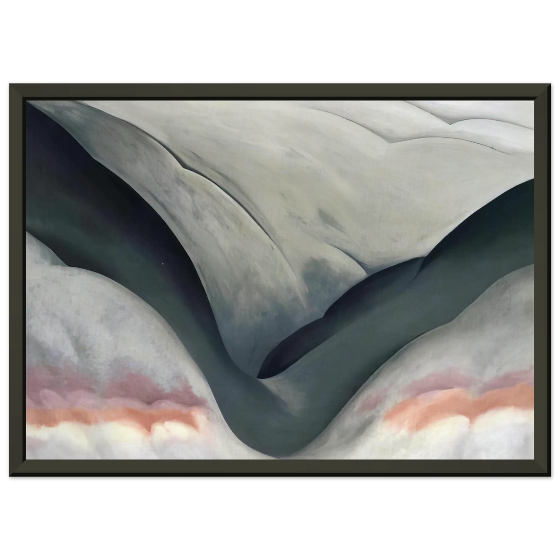 Georgia OKeeffe  Black Place Grey and Pink Framed Art Print  - Aluminum Frame - 60x80 cm / 24x32 inches