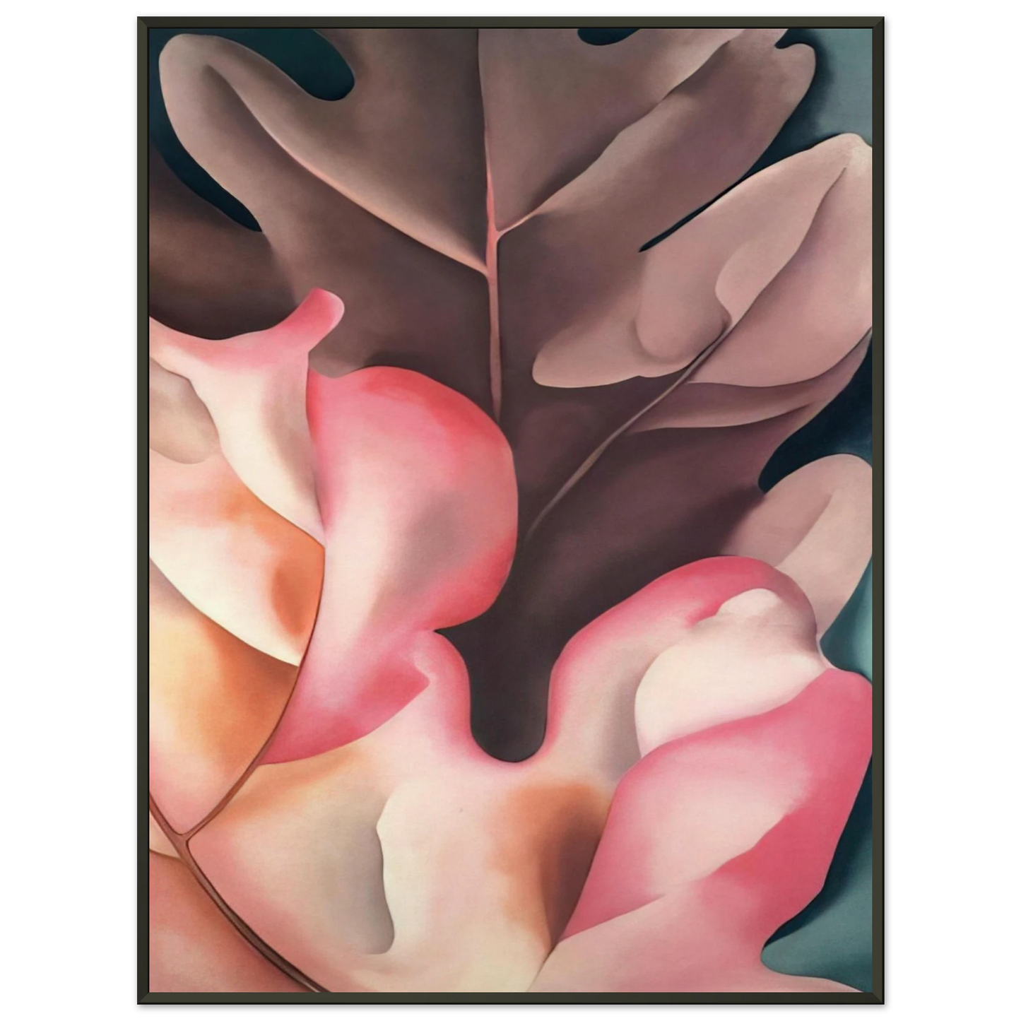 Georgia OKeeffe  Oak Leaves Pink and Grey Framed Art Print  - Aluminum Frame - 70x100 cm / 28x40 inches