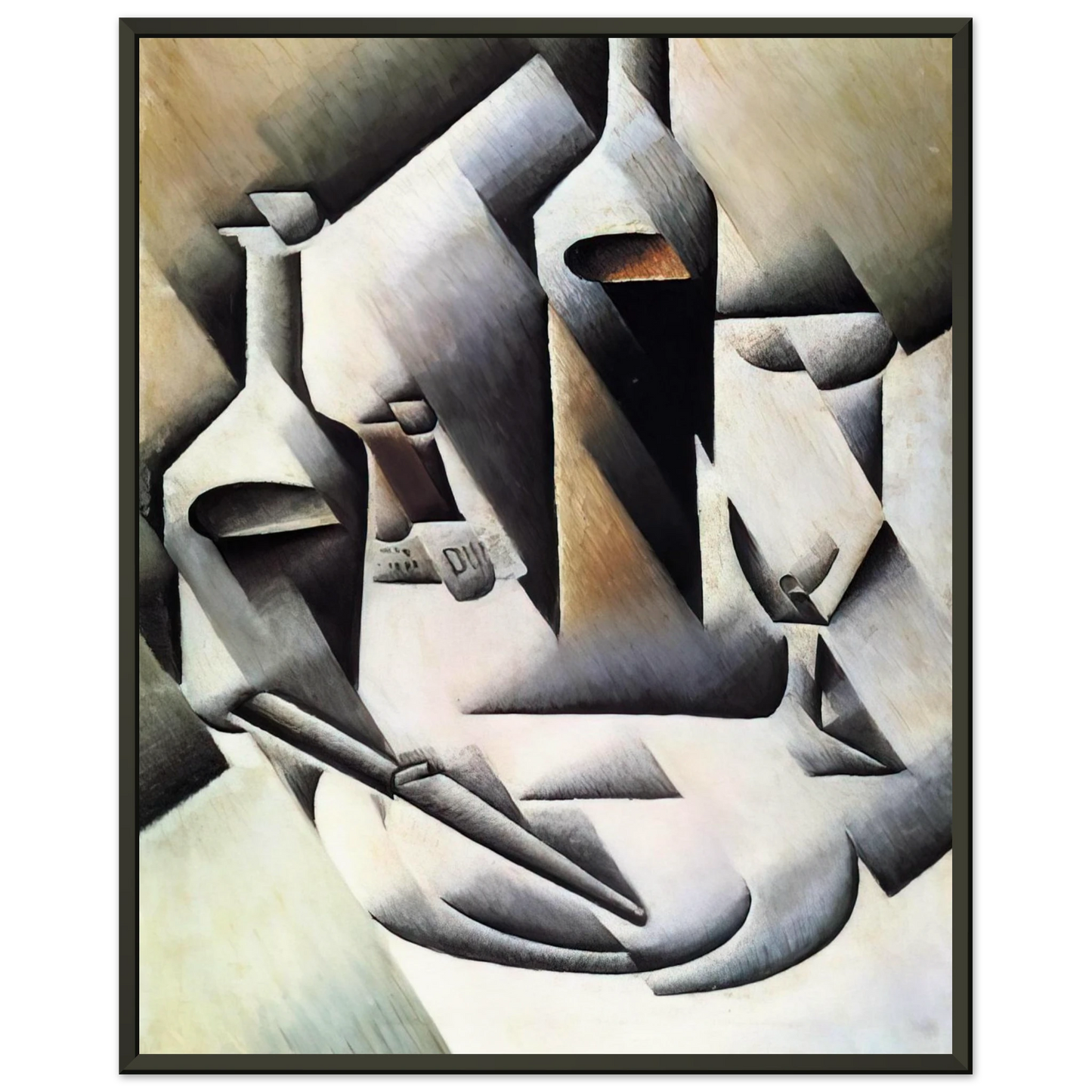 Juan Gris  BOTTLES AND KNIFE 1912 Framed Art Print  - Aluminum Frame - 70x100 cm / 28x40 inches