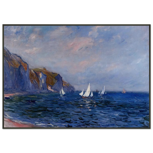 claude monet  Cliffs and Sailboats at Pourville Framed Art Print  - Aluminum Frame - 21x29.7 cm / 8x12"