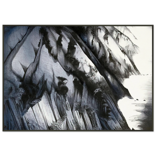 Eyvind Earle  Cliffs of Darkness Framed Art Print  - Aluminum Frame - 21x29.7 cm / 8x12"