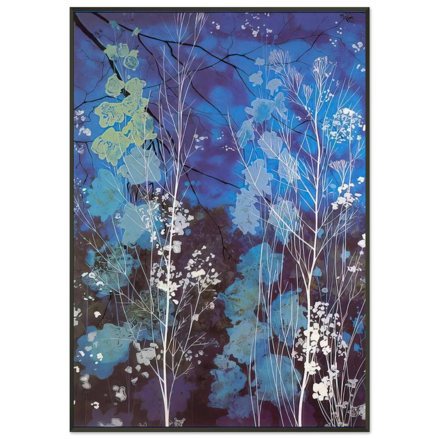 Eyvind Earle  Delphinium Framed Art Print  - Aluminum Frame - 21x29.7 cm / 8x12"