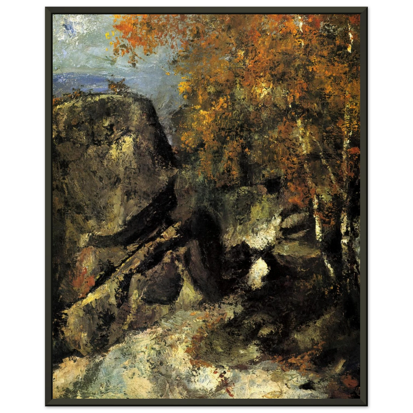 Paul Cezanne  Rock in the Forest of Fontainbleau Framed Art Print  - Aluminum Frame - 70x100 cm / 28x40 inches